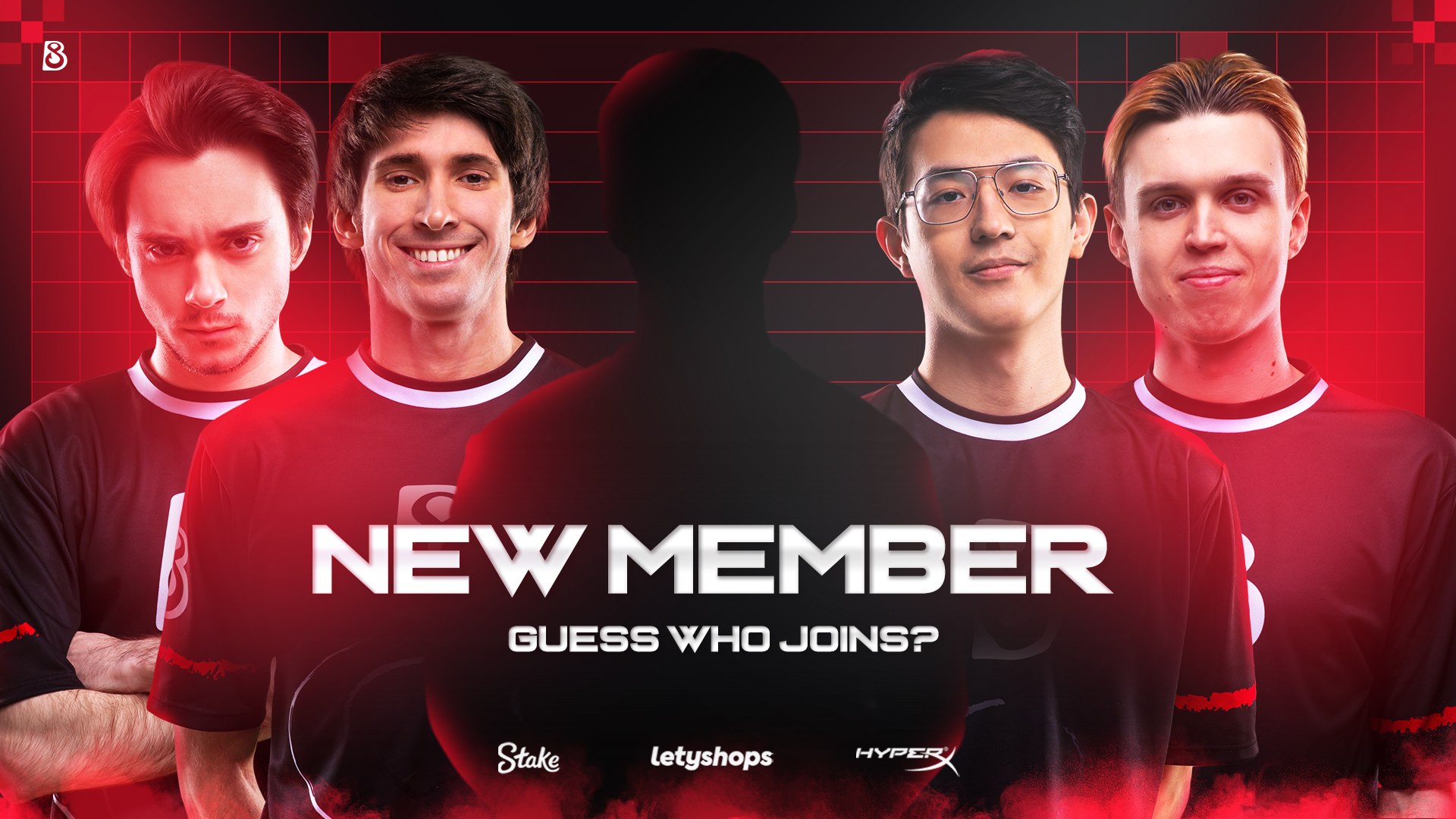 B8 Esports team announcement graphic showcasing new player or partnership