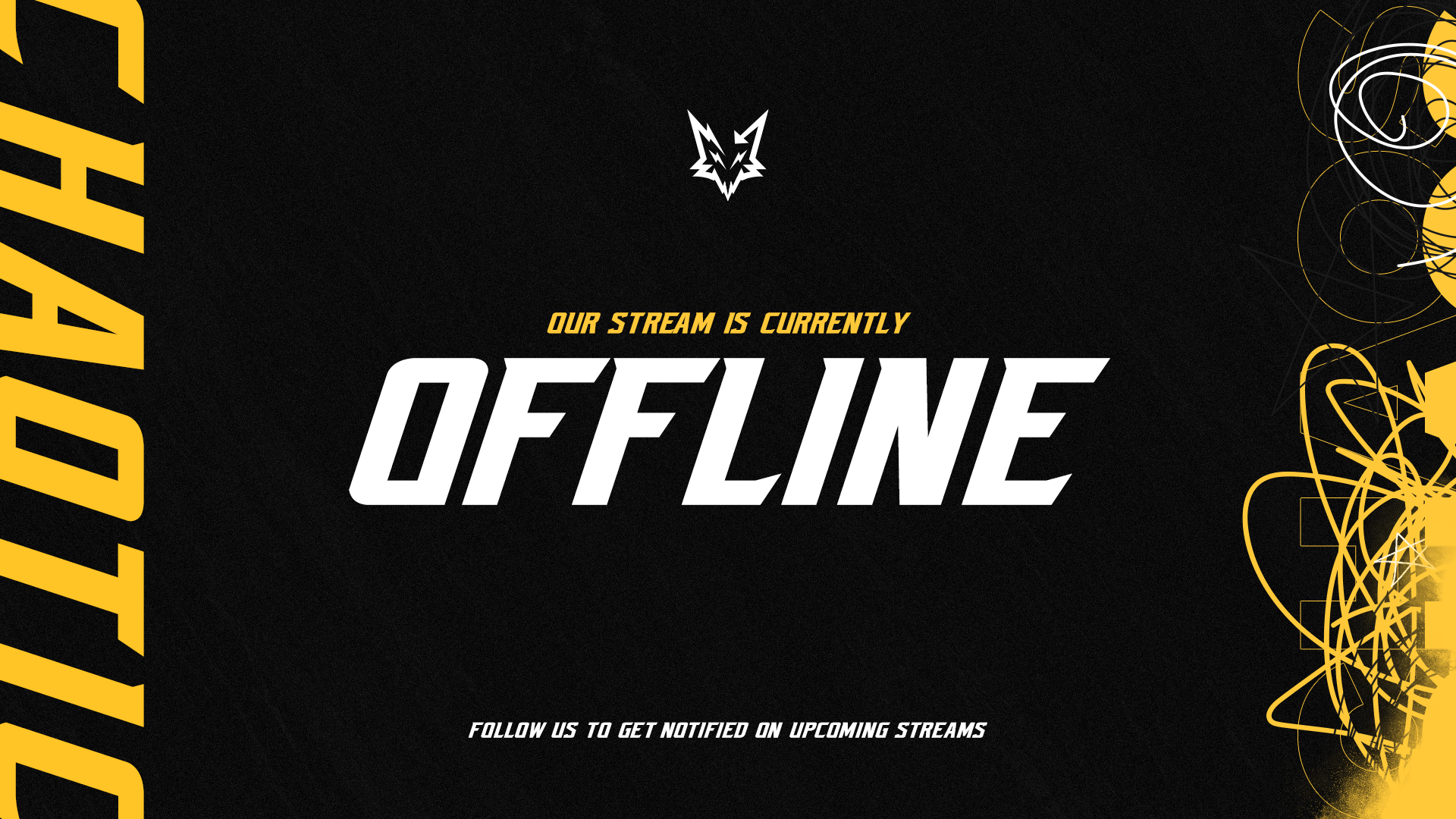 Chaotic Twitch offline banner with demon logo and immersive design