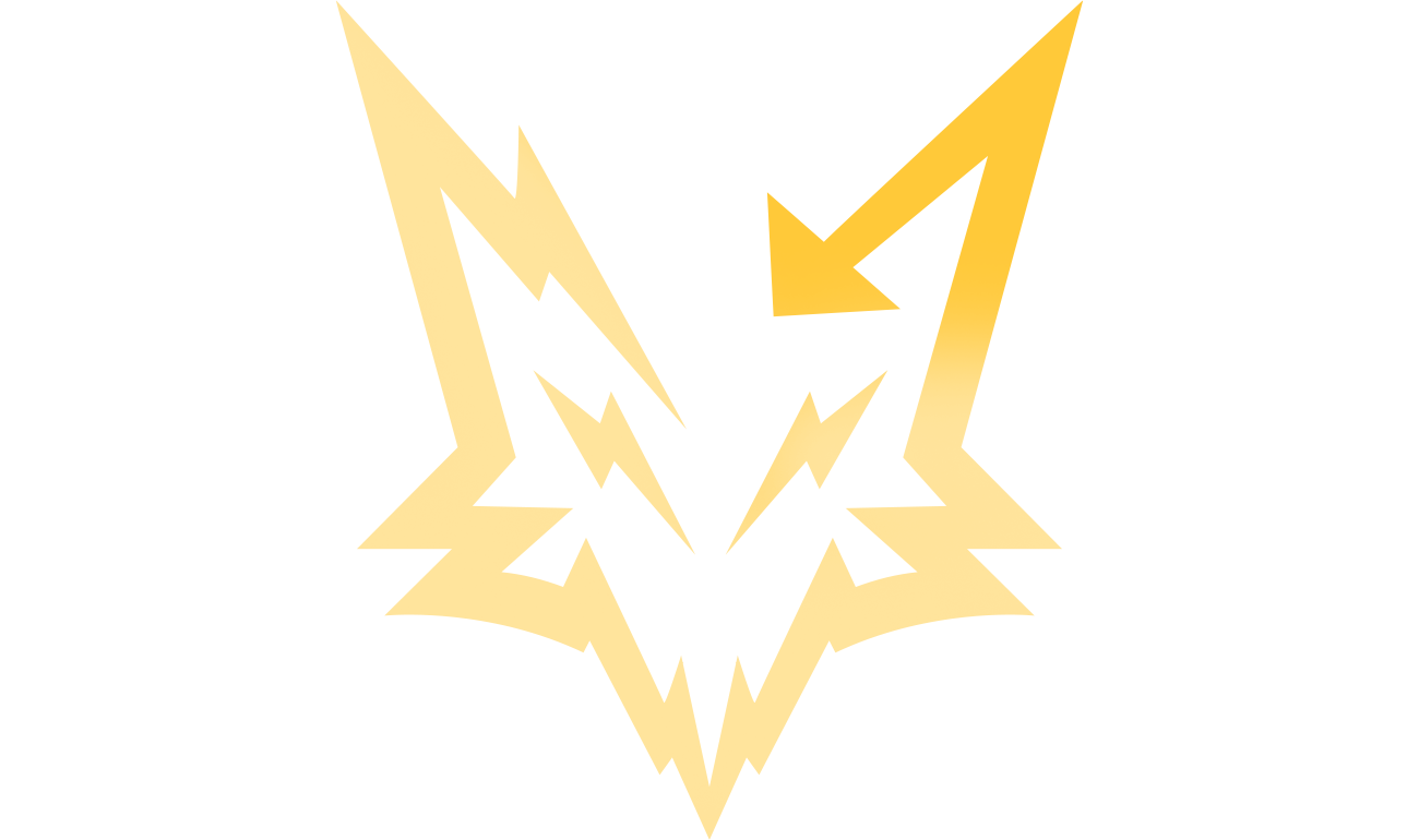 Chaotic demon logo design with face and tail elements